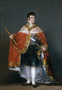 El rey Fernando VII con manto real (1815). Francisco de Goya y Lucientes. Museo Nacional del Prado, Madrid